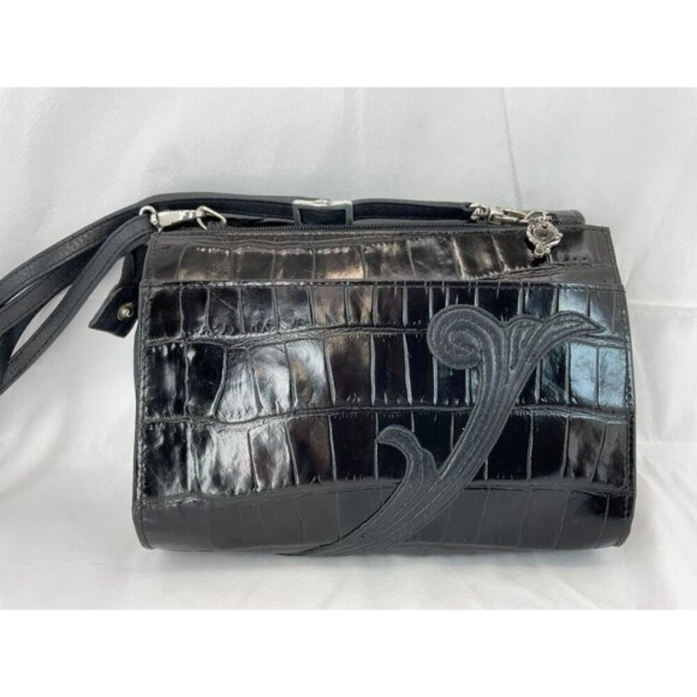 Brighton vintage  Leather Metallic Shoulder/hand Strap Bag Heart Logo - Picture 2 of 10